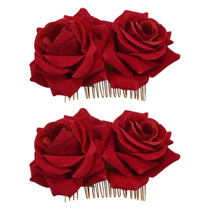 Rose Flower Hair Clip Slide Flamenco Dancer Pin Hair Accessories