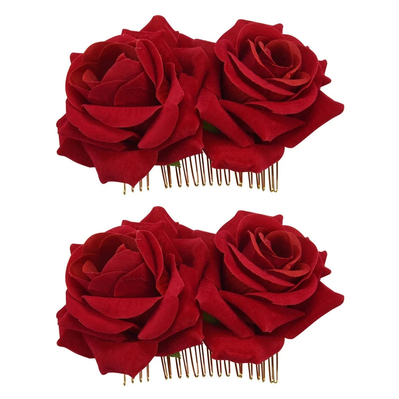 Rose Flower Hair Clip Slide Flamenco Dancer Pin Hair Accessories