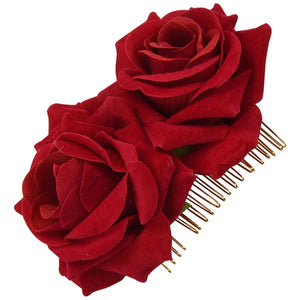 Rose Flower Hair Clip Slide Flamenco Dancer Pin Hair Accessories