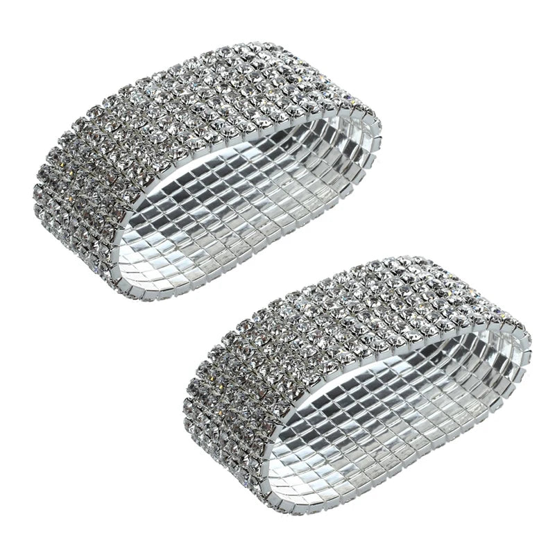 2X Rhinestone Wedding Bridal Bracelet Bangle 28mm