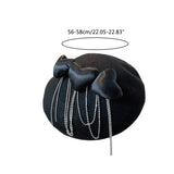 Beret Hat with Rhinestone Chain, Painter Hat, Show Face Small