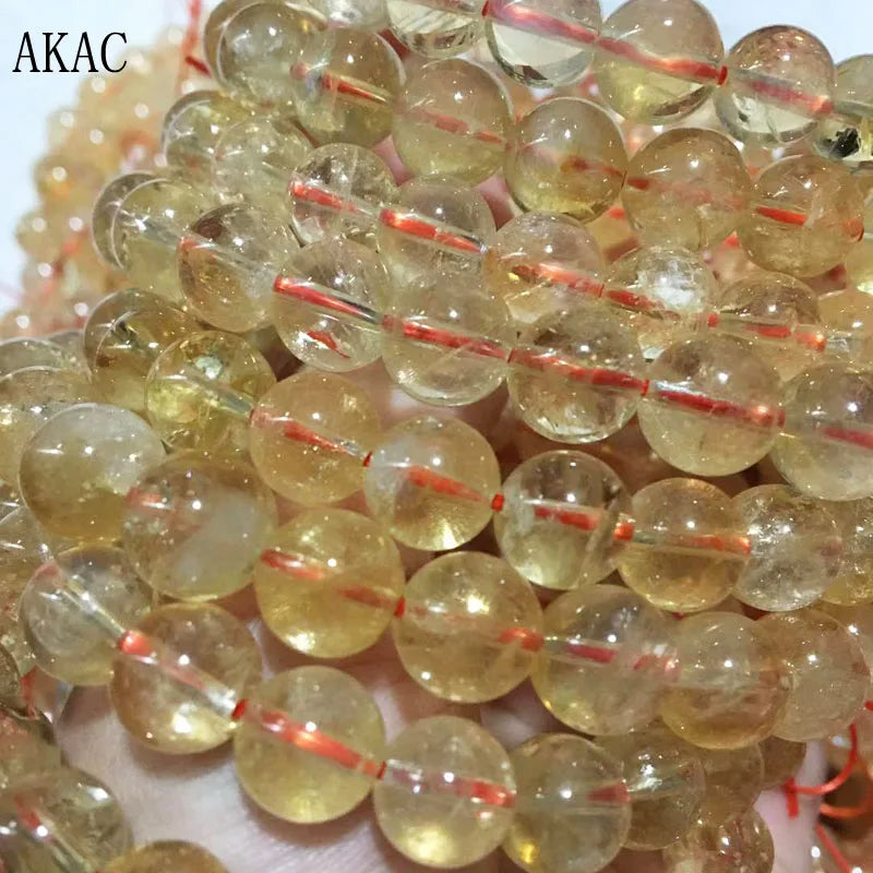 Natural Citrine Quartz Bracelet Beads - Set of 2