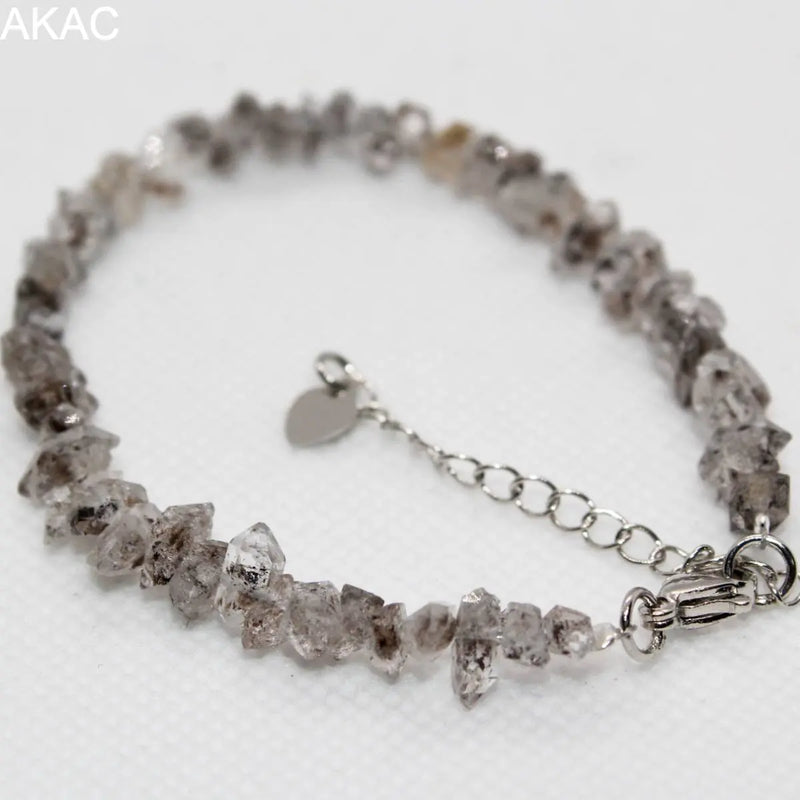 Natural Herkimer Diamond Quartz Bracelet with Copper Chains