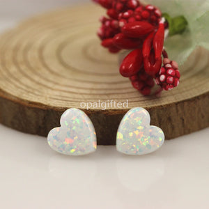 10mm Synthetic Opal Heart Stone with Side Hole for Necklace