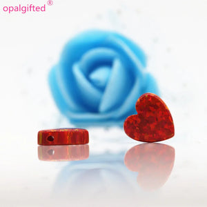 10mm Synthetic Opal Heart Stone with Side Hole for Necklace