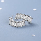 2ct Emerald Cut Moissanite Earrings S925 Sterling Silver Wedding Ear Studs