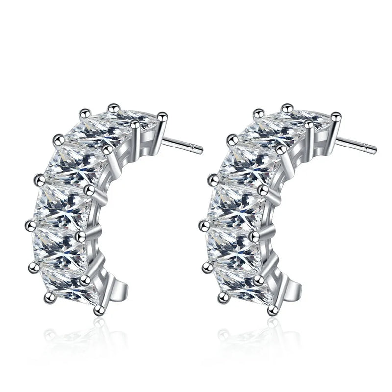 2ct Emerald Cut Moissanite Earrings S925 Sterling Silver Wedding Ear Studs
