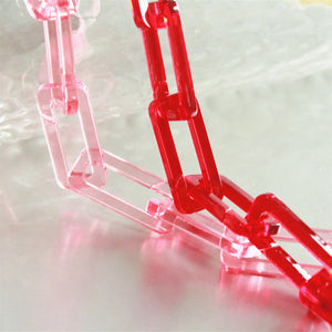 Clear Peach Red Acrylic Rectangle Necklace Chain 28mmx12mm