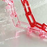 Clear Peach Red Acrylic Rectangle Necklace Chain 28mmx12mm