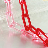 Clear Peach Red Acrylic Rectangle Necklace Chain 28mmx12mm