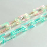 2ft Acetate Rainbow Acrylic Rectangle Necklace Chain, Jewelry Chain