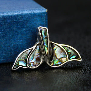 Abalone Shell Fishtail Pendant Whale Mermaid Fish Tail Charms Brooch