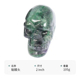 2in Natural Fluorite Skull Mineral Gemstone Carved Reiki Healing Crystal