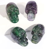 2in Natural Fluorite Skull Mineral Gemstone Carved Reiki Healing Crystal