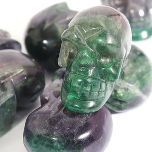 2in Natural Fluorite Skull Mineral Gemstone Carved Reiki Healing Crystal
