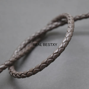 5mm Brown Round Braided Leather Cord DIY Jewelry Making - 2m/Lot