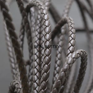 5mm Brown Round Braided Leather Cord DIY Jewelry Making - 2m/Lot