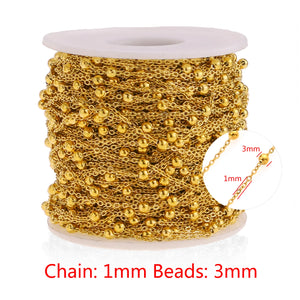 2m Stainless Steel Cable Chains DIY Jewelry Making Tube Beads Ball Chain