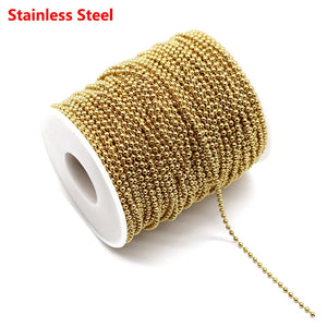 2m Stainless Steel Plated Ball Chains for Necklace Bag Jewelry Making