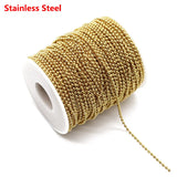 2m Stainless Steel Plated Ball Chains for Necklace Bag Jewelry Making