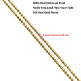 2m Stainless Steel Plated Ball Chains for Necklace Bag Jewelry Making