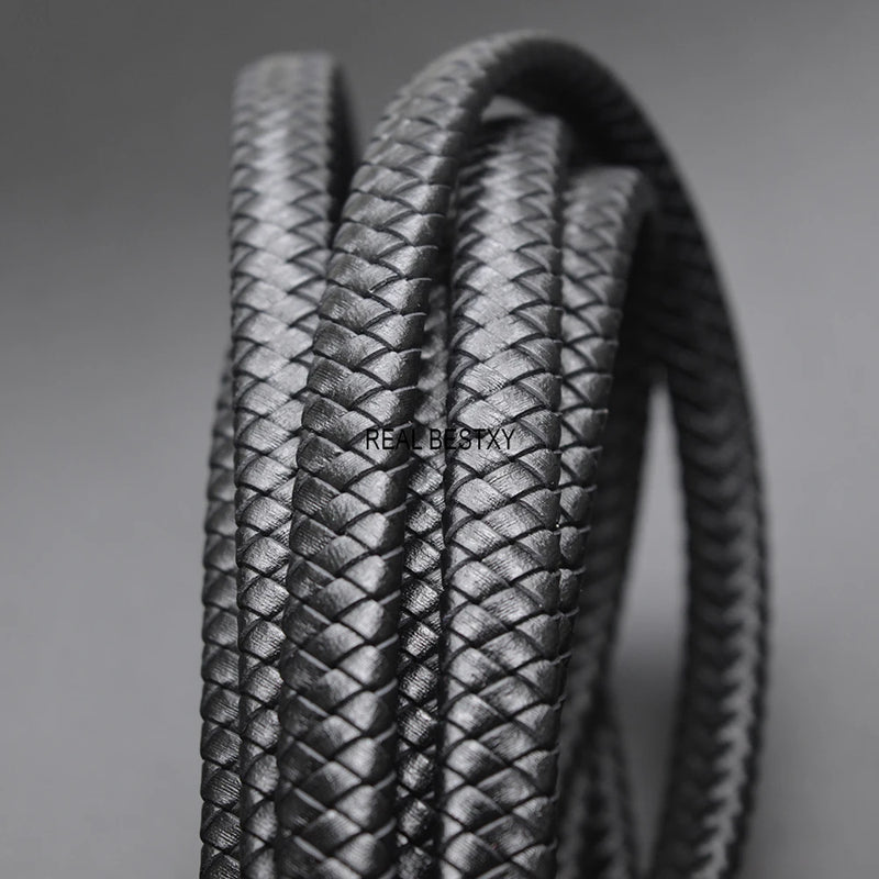 2m 12*6mm Flat Square Leather Rope Cord for DIY Bracelet Making