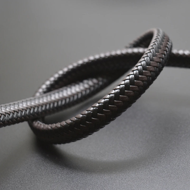2m/lot 12*6mm Braid Leather Cord DIY Bracelet Making Flat Cord Findings
