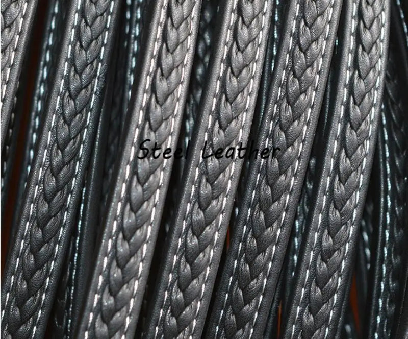 2m Flat Braided Leather Cord for DIY Necklace Bracelet Making