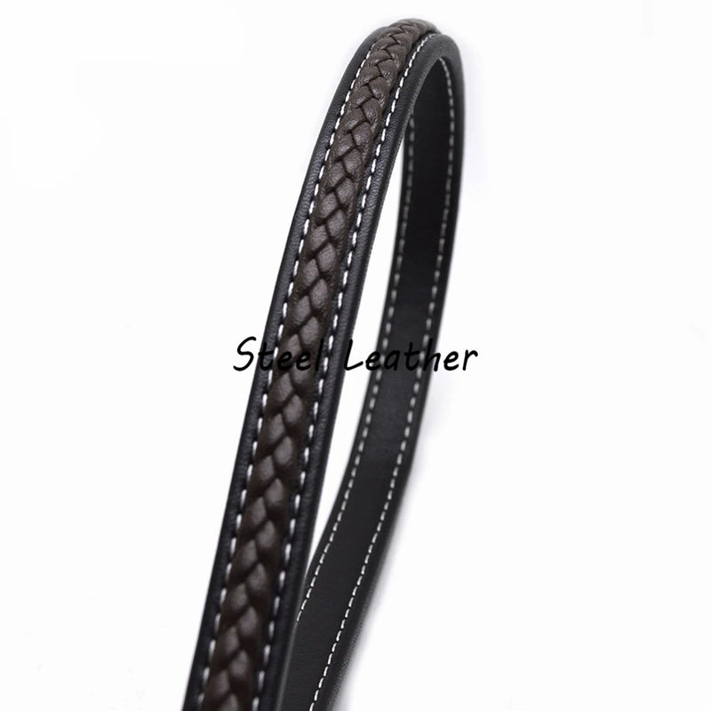 2m 12*6mm Brown Flat Leather Cord Braid Rope DIY Jewelry Making