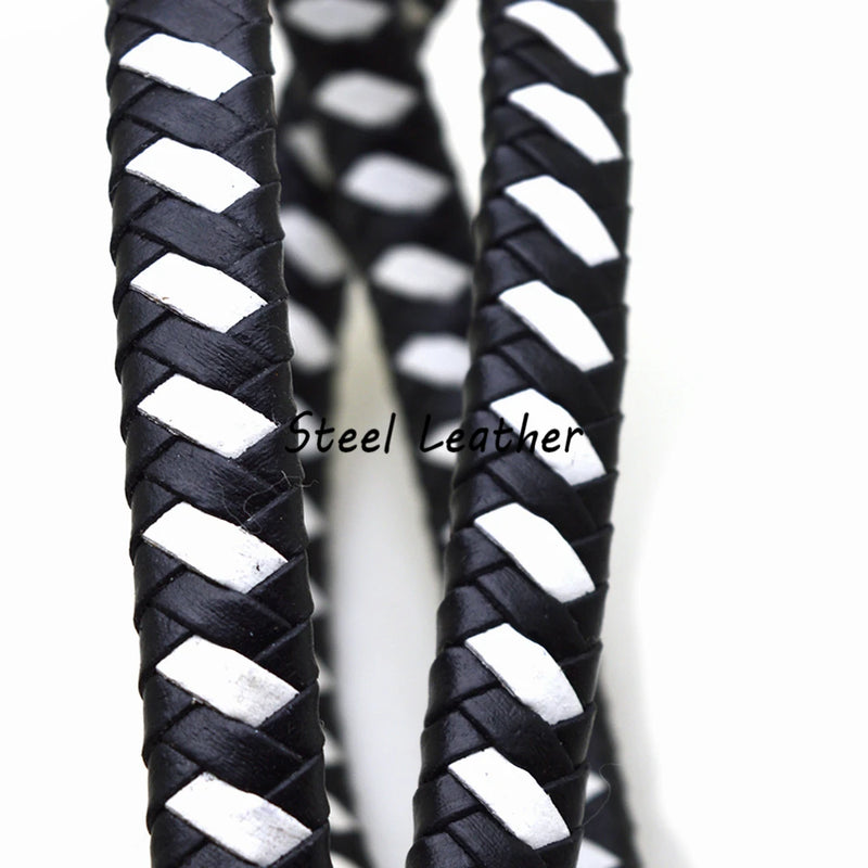 2m Flat Braided Leather Cord DIY Necklace Bracelet Making String Rope