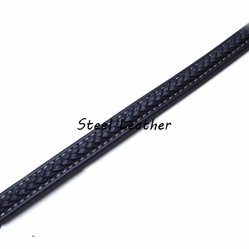 2m/lot Navy Flat Braided Leather Cords - DIY Jewelry Making Findings