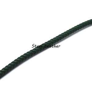 2m Green Leather Cords Round Braided for Bracelets Making