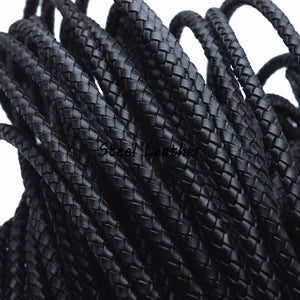 2m Round Braided Leather Cord Cow Leather Cords String Rope Bracelet Findings