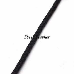 2m Round Braided Leather Cord Cow Leather Cords String Rope Bracelet Findings