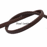 2m/lot 7*3mm Brown Wide Flat Braid Leather Cord for Bracelet DIY