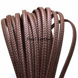2m/lot 7*3mm Brown Wide Flat Braid Leather Cord for Bracelet DIY