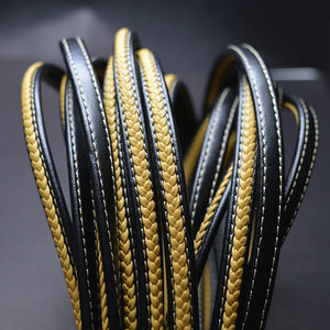 8*5mm Yellow Flat Braided Leather Bracelet Findings Cord String Rope DIY