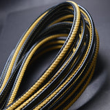 8*5mm Yellow Flat Braided Leather Bracelet Findings Cord String Rope DIY