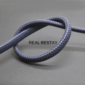 10*6mm /12*6mm Navy Braided Leather Cord For Jewelry Making