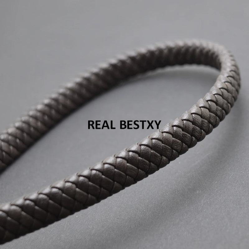 2m Flat Braided Leather Cord for Men Bracelet DIY Jewelry Making
