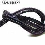 2m Flat Square Leather Rope Braided Cord For Men Bracelet DIY Craft