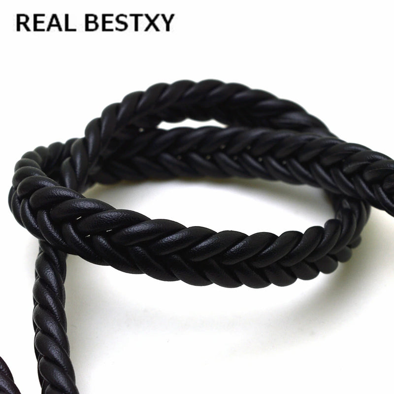 2m Flat Square Leather Rope Braided Cord For Men Bracelet DIY Craft