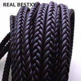 2m Flat Square Leather Rope Braided Cord For Men Bracelet DIY Craft