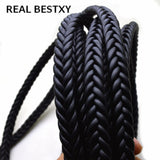 2m Flat Square Leather Rope Braided Cord For Men Bracelet DIY Craft