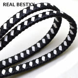 2m/lot 12*6mm Flat Leather Cord Braid Rope for Bracelet