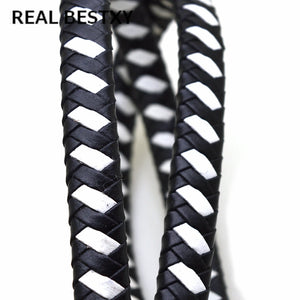 2m/lot 12*6mm Flat Leather Cord Braid Rope for Bracelet