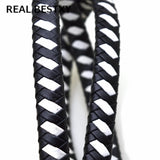 2m/lot 12*6mm Flat Leather Cord Braid Rope for Bracelet