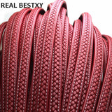 2m Red Flat Braided Leather Cords Ropes Jewelry Making