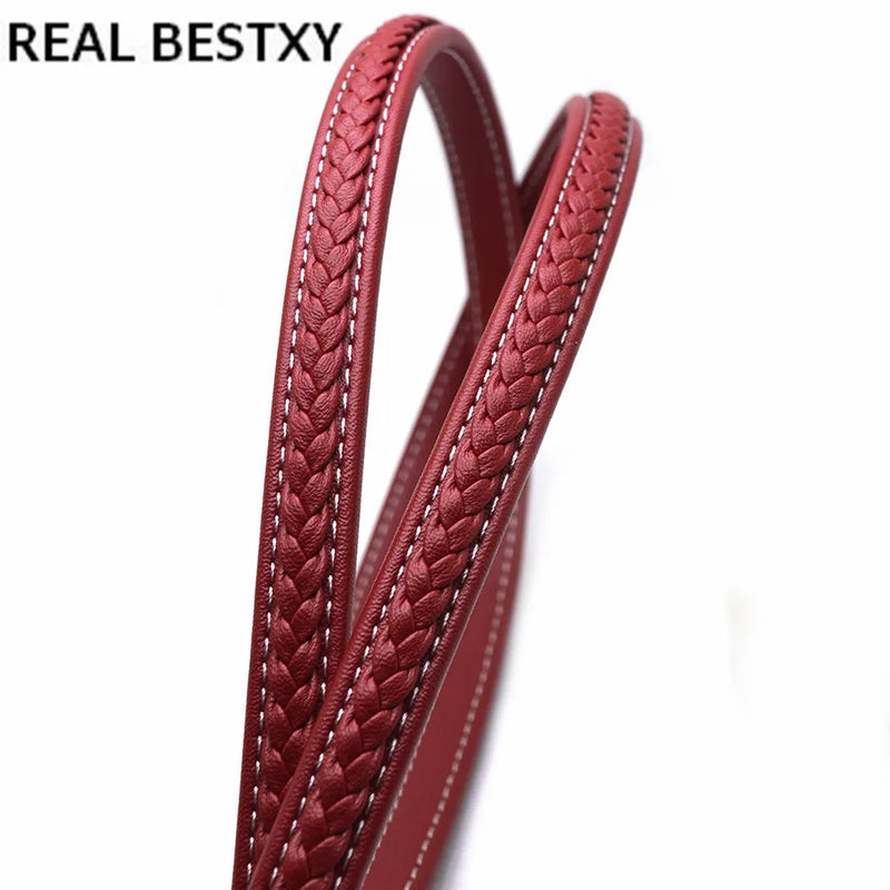 2m Red Flat Braided Leather Cords Ropes Jewelry Making