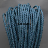 2m/lot 4mm Braided Leather Cord Woven Rope Real Leather Crafts Beading
